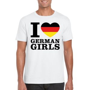 Wit I love German girls/ I love Duitse dames t-shirt voor heren 2XL  -
