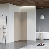 Fortifura Galeria inloopdouche - 100x200cm - rookglas - plafondarm - mat wit SW797940/SW797906/SW804546