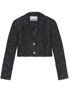 GANNI veste crop à motif en jacquard - Noir