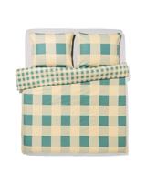 051 Dekbedovertrek 140x200/220cm Flanel Ruiten Groen-beige (groen)