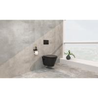 Wiesbaden Vesta Wandcloset Rimless met Bidetkraan - Warm/Koud Water - met Flatline Toiletzitting - Mat Zwart