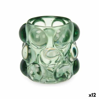 Kaarshouder Microbolletjes Groen Kristal 8,4 x 9 x 8,4 cm (12 Stuks)