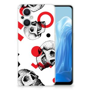 Silicone Back Case OPPO Reno8 Lite Skull Red