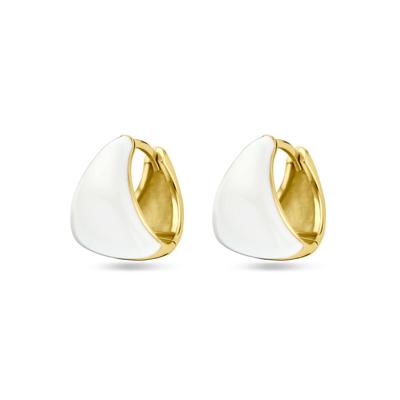 Geelgouden Klapoorringen op 925 Zilver met Wit Emaille - Stijlvolle Elegantie