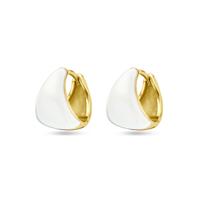 Geelgouden Klapoorringen op 925 Zilver met Wit Emaille - Stijlvolle Elegantie