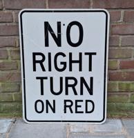 No Right Turn On Red Verkeersbord - 61 x 46cm - Origineel