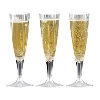Santex Champagneglazen - 50x - plastic - 140 ml - transparant - herbruikbaar - Champagneglazen