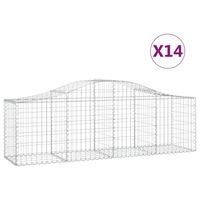 The Living Store Schanskorf Gabion - 200x50x60/80 cm - Roestbestendig gegalvaniseerd ijzer - Inclusief versterkte haken