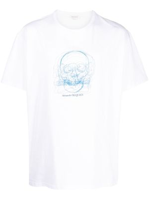Alexander McQueen t-shirt en coton à imprimé tête de mort - Blanc