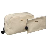 5Five Toilettas/make-up/opberg tasjes - 2x stuks - creme - reis/vakantie - make-up etui