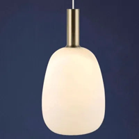 Hanglamp opaal glas &apos;Alton 23&apos; Nordlux wit messing E27 fitting 23 cm - thumbnail