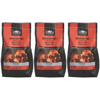 Fancy Flames Barbecue/BBQ Briketten - 3x - 3 kilo - 100% natuurlijk - geschikt voor BBQ