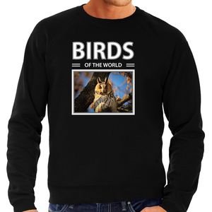 Ransuilen sweater / trui met dieren foto birds of the world zwart voor heren