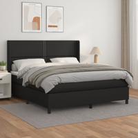 Boxspring met matras kunstleer zwart 160x200 cm