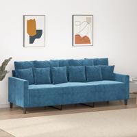 Driezitsbank 180 cm fluweel blauw - thumbnail