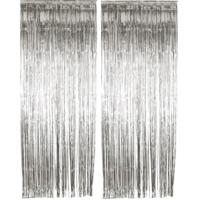 Folie deurgordijn versiering - 2x - zilver - 244 x 91 cm - glitter and glamour wanden