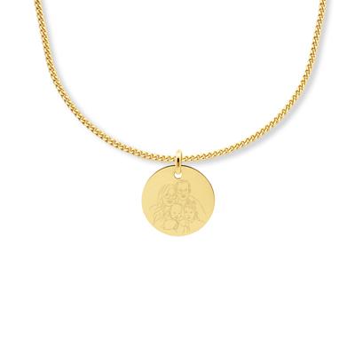 Gepersonaliseerde lijntekening ketting - 14K GOUD - Goud - 14 mm - Gourmet chain + € 60,00