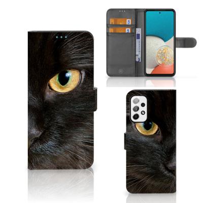 Samsung Galaxy A73 5G | Telefoonhoesje | Met pasjeshouder | Zwarte Kat