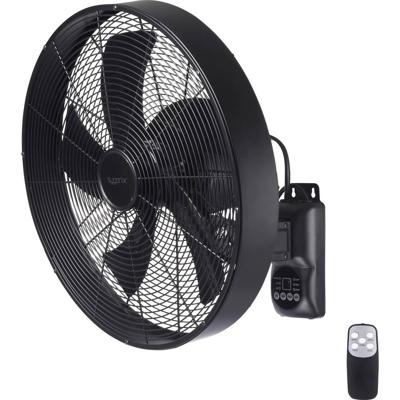 Sygonix Wandventilator 50 W (Ø x h) 45 cm x 45.5 cm Zwart Met afstandsbediening, Oscillerend, Timer, Zwenkbaar