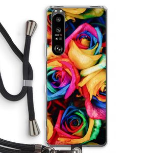 Neon bloemen: Sony Xperia 1 III Transparant Hoesje met koord