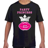 Party princess cadeau t-shirt zwart voor meiden/meisjes Party princess cadeau t-shirt zwart voor meiden/meisjes
