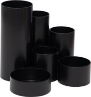 MAULtubo pennenbak, 6 vaks, Ø 15 x 12,5 cm, voor 85% uit gerecycleerd PS, zwart