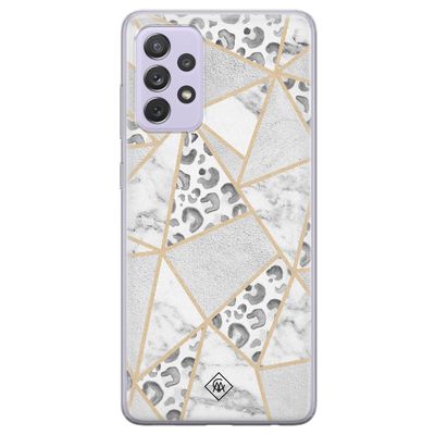 Samsung Galaxy A72 siliconen telefoonhoesje - Stone & leopard print Samsung Galaxy A72 siliconen telefoonhoesje - Stone & leopard print