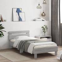 Bedframe met hoofdbord bewerkt hout grijs sonoma 75x190 cm