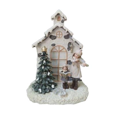Kerstversiering DKD Home Decor Hars Huis (16,5 x 9 x 21 cm) (2 Stuks)