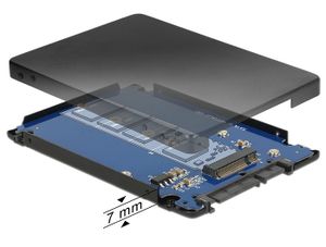 DeLOCK SATA 22 Pin naar M.2 NGFF 2.5" serial-ata controller Met behuizing, 62688