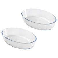 Chef Traiteur Ovenschaal van borosilicaat glas - 2x - ovaal - 1.6 Liter - 26 x 18 x 6 cm