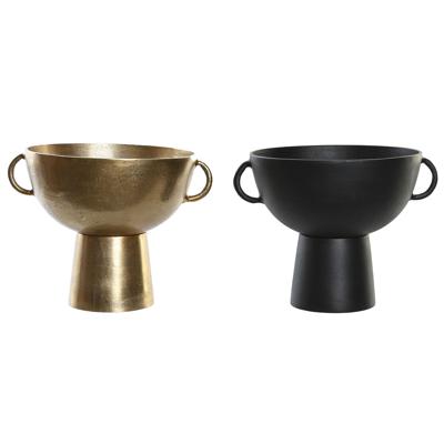 Vaas DKD Home Decor 34 x 28 x 26 cm Zwart Gouden Aluminium Modern (2 Stuks)