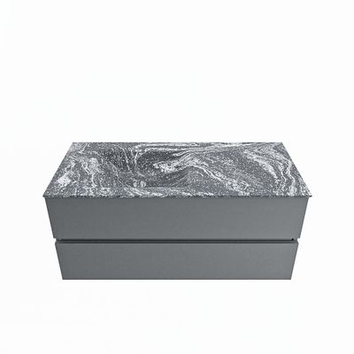 MONDIAZ VICA-DLUX 110cm badmeubel onderkast Plata 2 lades. Inbouw wastafel CLOUD links 1 kraangat, kleur Lava.
