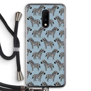 Zebra: OnePlus 7 Transparant Hoesje met koord
