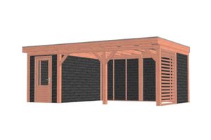 Trendhout Buitenverblijf Mensa L 675x400 cm - Combinatie 1- Plat dak- Onbehandeld lariks Douglas hout- Trendhout