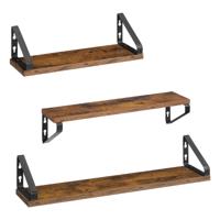 Set van 3 wandplanken in industrieel design, Vintagebruin + Zwart Mat / Set van 3 (40/50/60 cm)