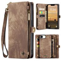 Caseme iPhone 16e hoesje - Vintage 2 in 1 portemonnee - Bruin