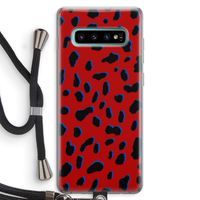Red Leopard: Samsung Galaxy S10 Plus Transparant Hoesje met koord