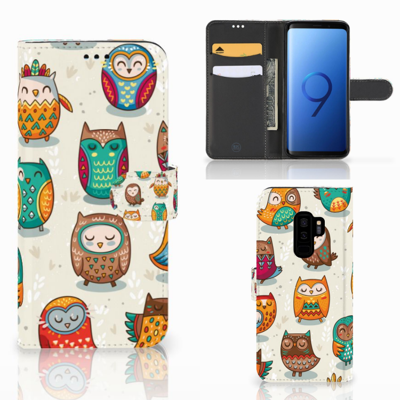Samsung Galaxy S9 Plus | Telefoonhoesje | Met pasjeshouder | Vrolijke Uilen