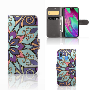 Samsung Galaxy A40 Hoesje Purple Flower