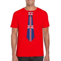 Supporters T-shirt - rood - met vlag Groot Britannie kleuren stropdas - heren - korte mouw