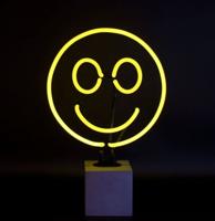 Neon &apos;Smiley&apos; Sign (Op Betonnen Basis) - Geel