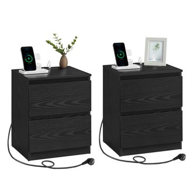 Nachtkastje met stopcontact en USB, Ebbenhoutzwart / 2