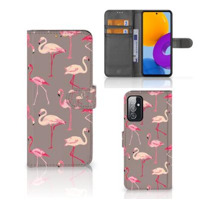 Samsung Galaxy M52 | Telefoonhoesje | Met pasjeshouder | Flamingo