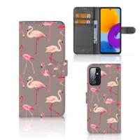 Samsung Galaxy M52 | Telefoonhoesje | Met pasjeshouder | Flamingo