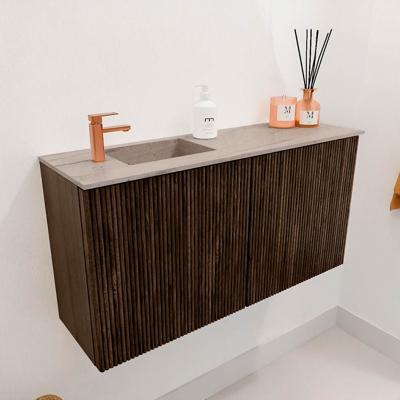 Toiletmeubel Mondiaz Joya Dlux | 80 cm | Meubelkleur Walnut | Faye wastafel Saba Wasbak Links | 1 kraangat