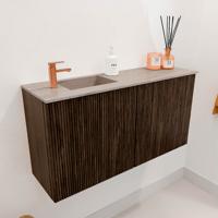 Toiletmeubel Mondiaz Joya Dlux | 80 cm | Meubelkleur Walnut | Faye wastafel Saba Wasbak Links | 1 kraangat