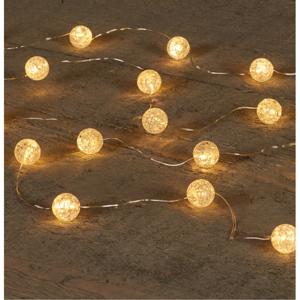 LED Lichtslingers/lichtsnoeren - 2x st - 20 led bolletjes - 200 cm - warm wit - batterijen