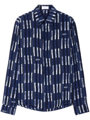 Off-White chemise Shibori en soie à logo imprimé - Bleu