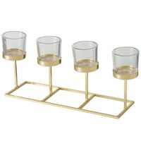 Metalen design kaarsenhouder champagne goud 33 x 11 x 16 cm
